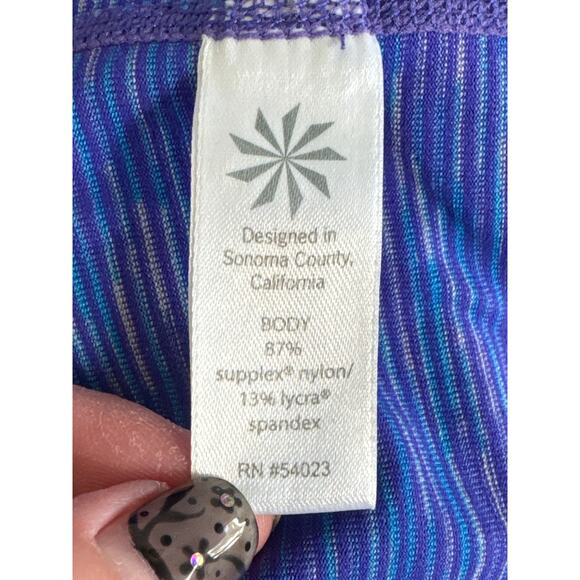 Athleta Energy Chaturanga Capri Purple Blue Space Dye Leggings Size M - Picture 5 of 10